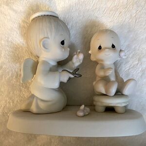 Precious moments Babies First Haircut porcelain figurine 1984 Samuel J Butcher